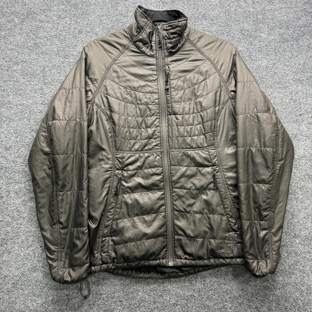 REI Co-op Pertex Quantum Eco Jacket Women Size M Gray Primaloft Outdoor Puffer